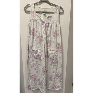 Aria Nightgown Cotton Lace Embroidered White Pink Floral